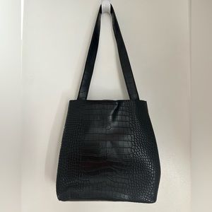 Nasty Gal Croc Embossed Oversized Tote And Clutch Set